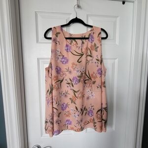 Love & Legend 3XL pink peach floral sleeveless scoop neck tank top blouse